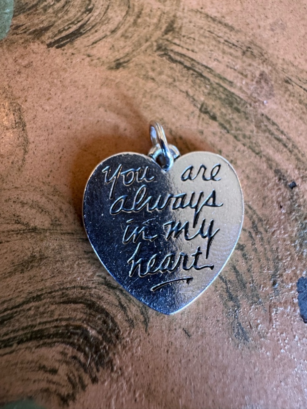 James Avery used Heart Charm Pendant "You Are Always In My Heart" - Silver Tone